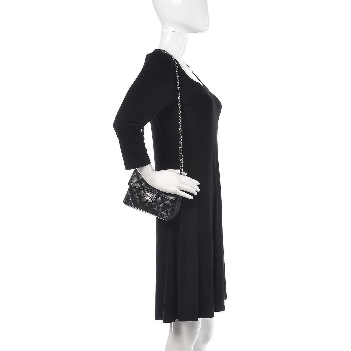 Caviar Quilted Mini Square Flap Black