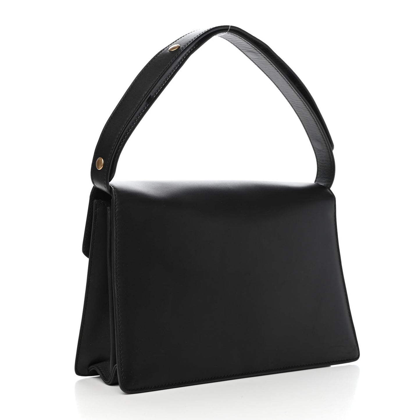 Calfskin Triangle Flap Shouder Bag Black