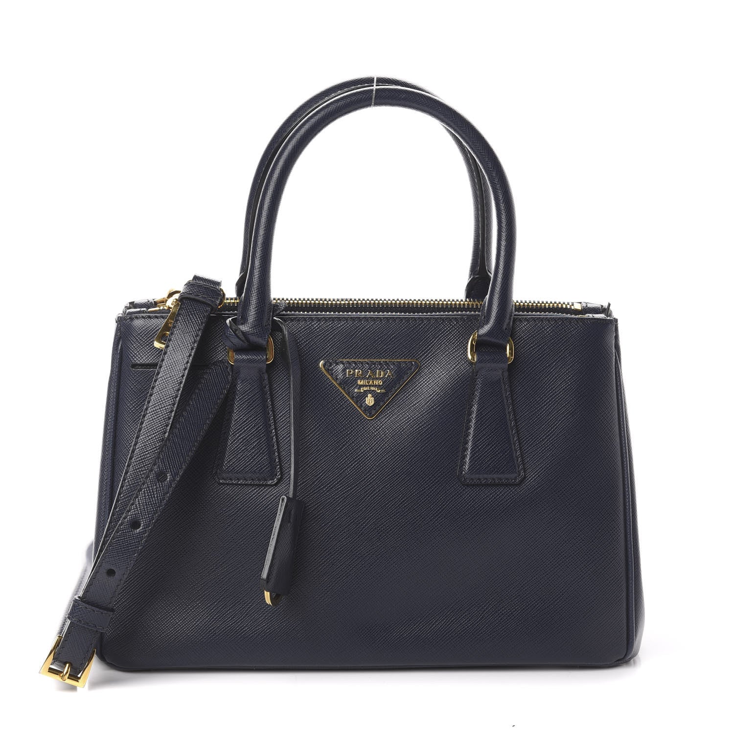 Prada Saffiano Mini Galleria Double Zip Tote Baltico 1 of 8