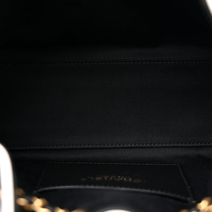 Chanel Braided Raffia Calfskin Mini Chanel 25 Handbag Black White 5 of 12
