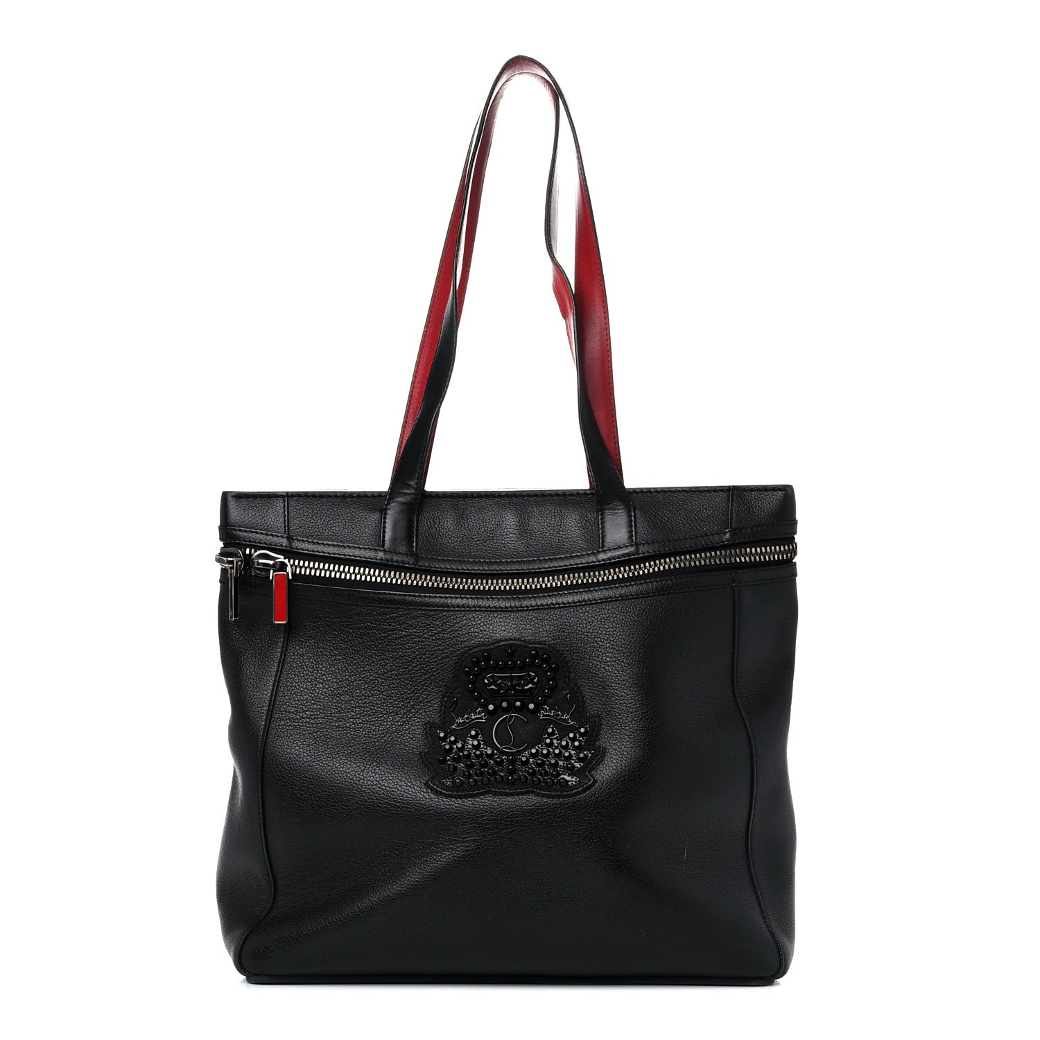 Christian Louboutin Grained Calfskin Studded Tote Black 1 of 25