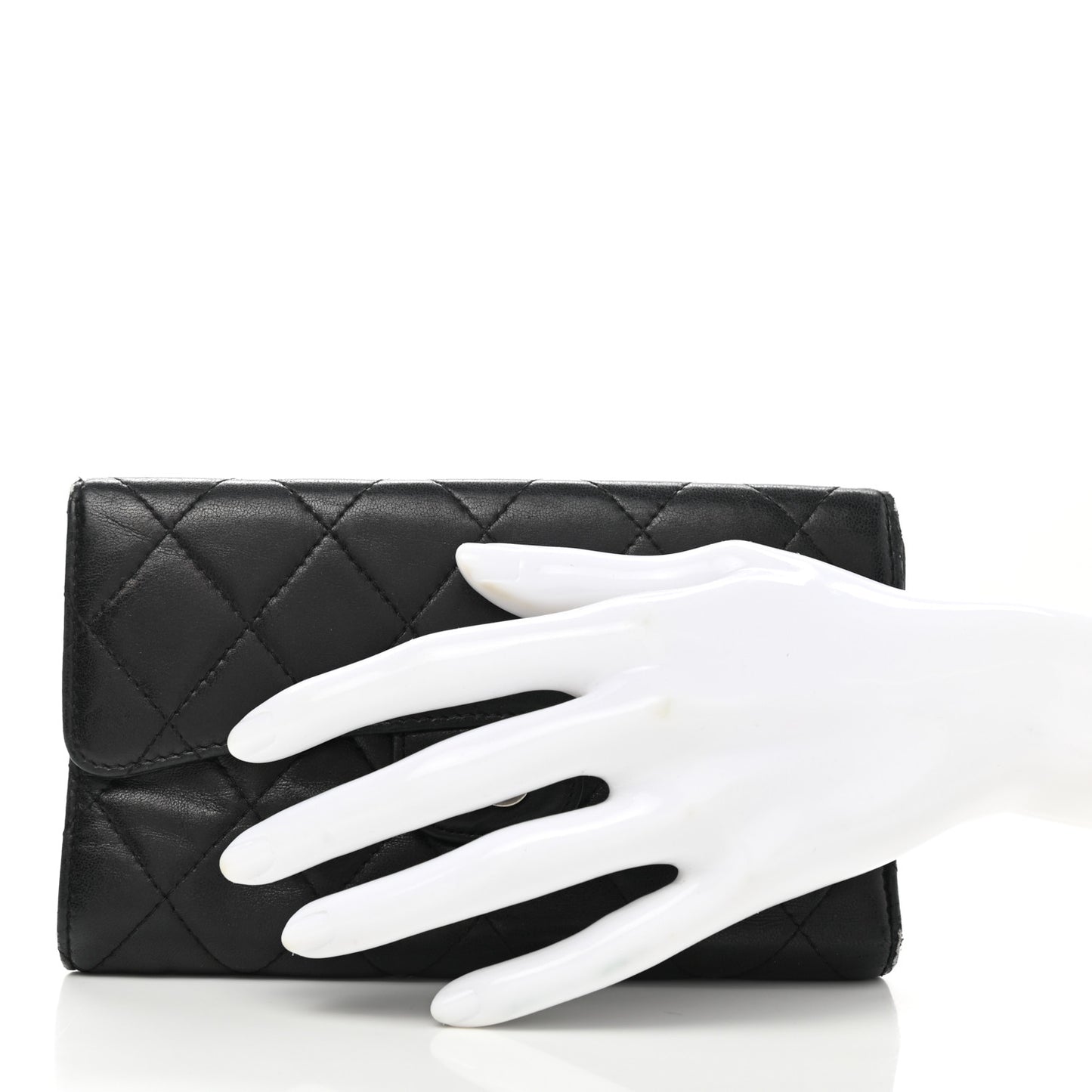 Lambskin Quilted Large Flap Wallet Black