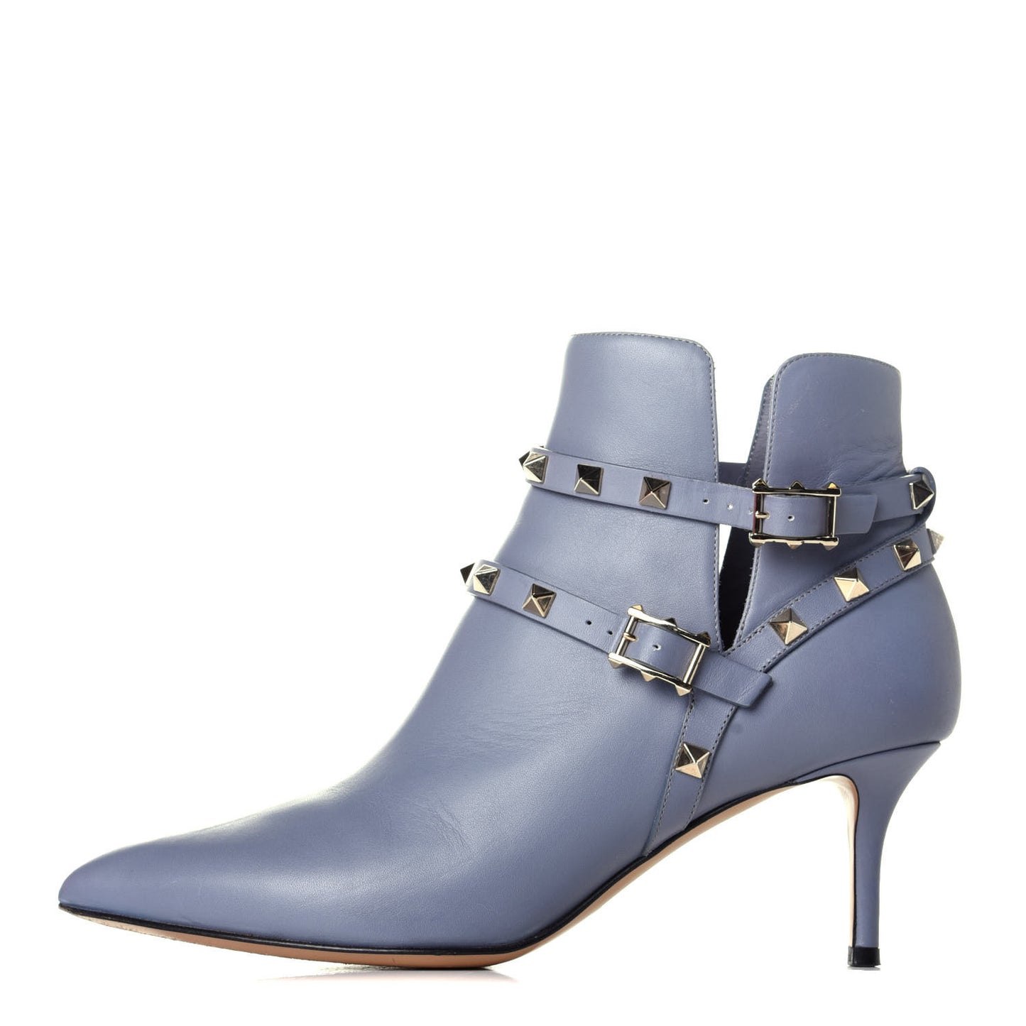 Calfskin Rockstud Double Buckle 65mm Ankle Boots 37.5 London Stone