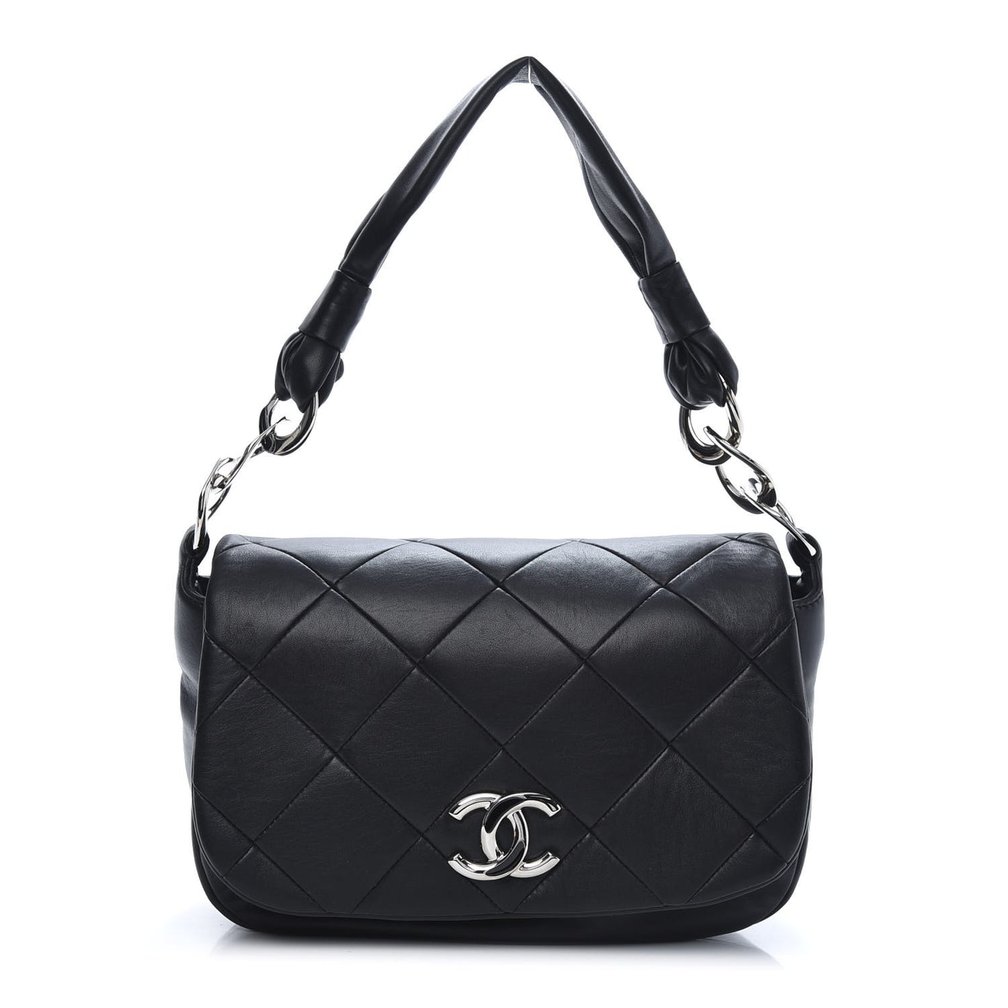 Lambskin Quilted Flap Bag Black