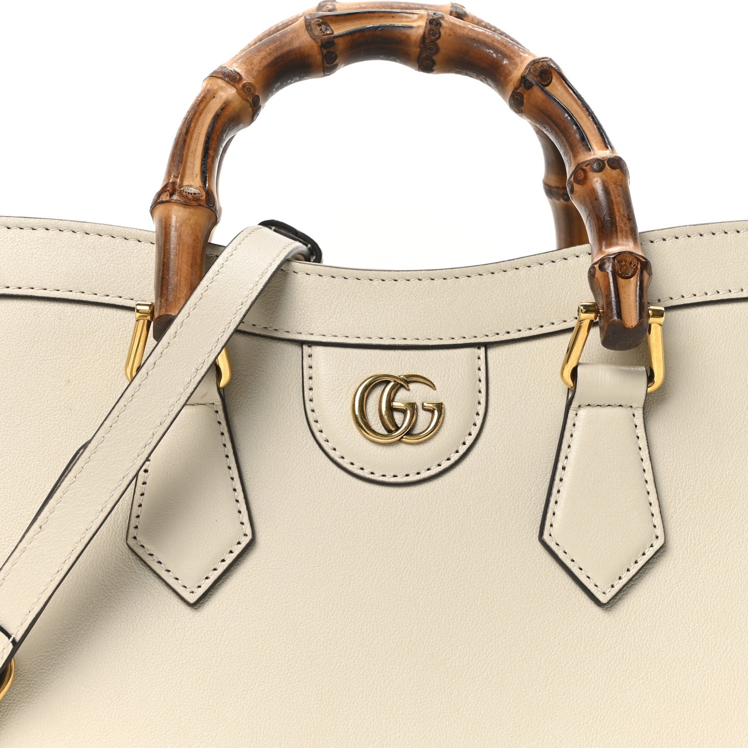 Gucci Wonka Grain Calfskin Small Diana Tote Bag Mystic White Cuir 8 of 10