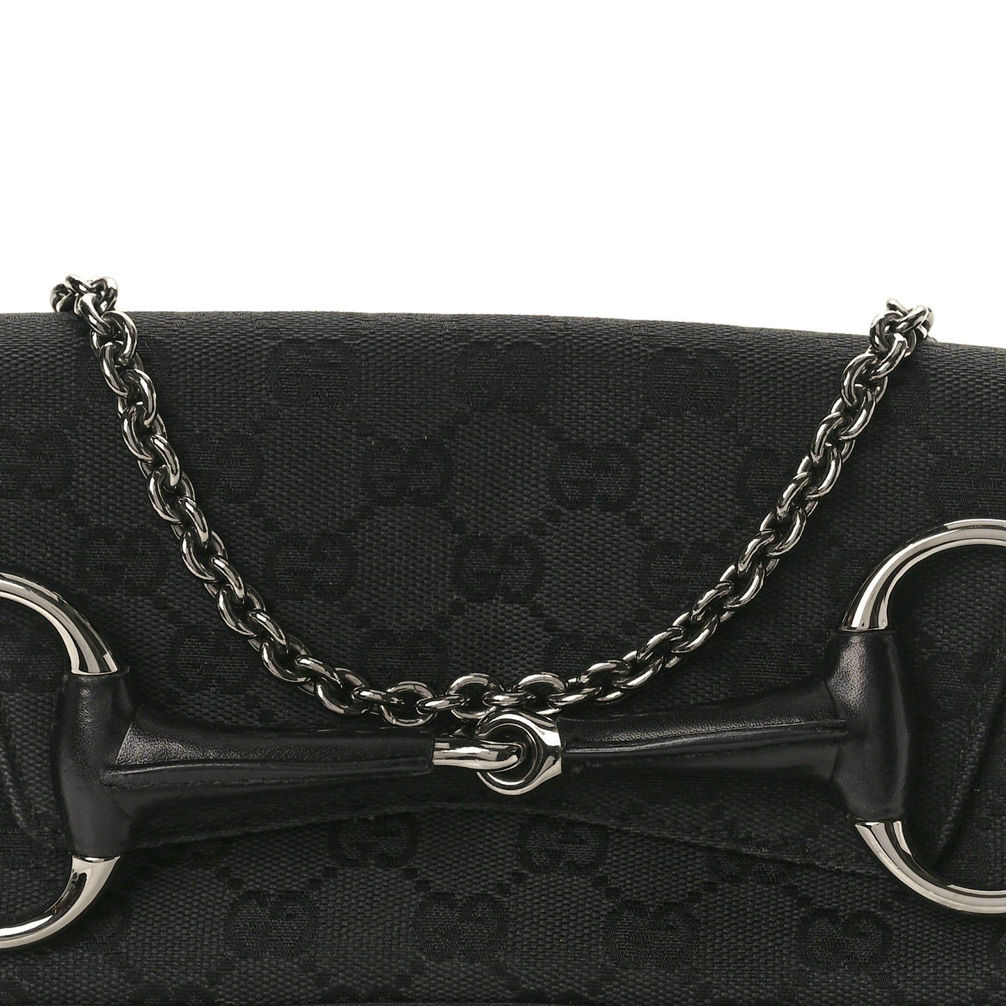 Monogram Studded Horsebit Clutch Black