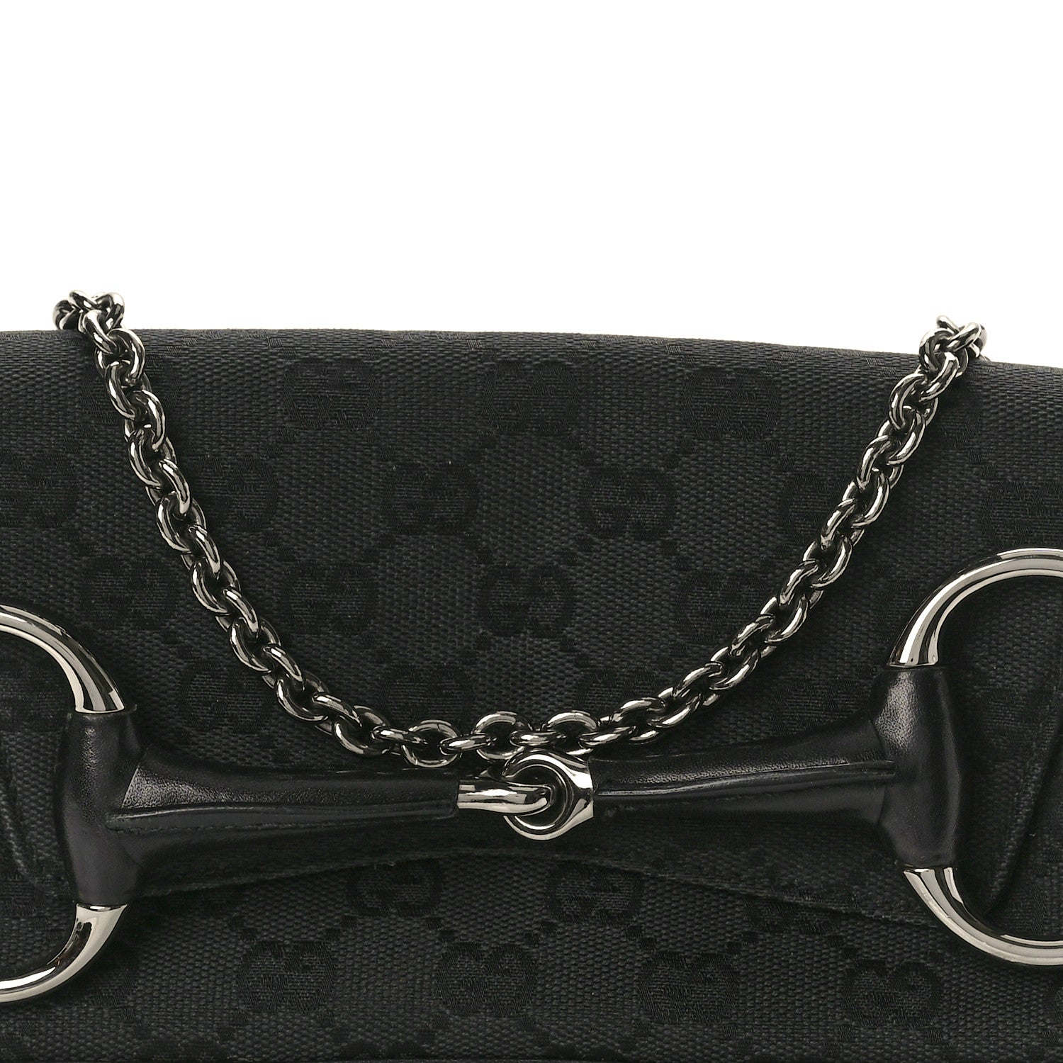 Gucci Monogram Studded Horsebit Clutch Black 8 of 11