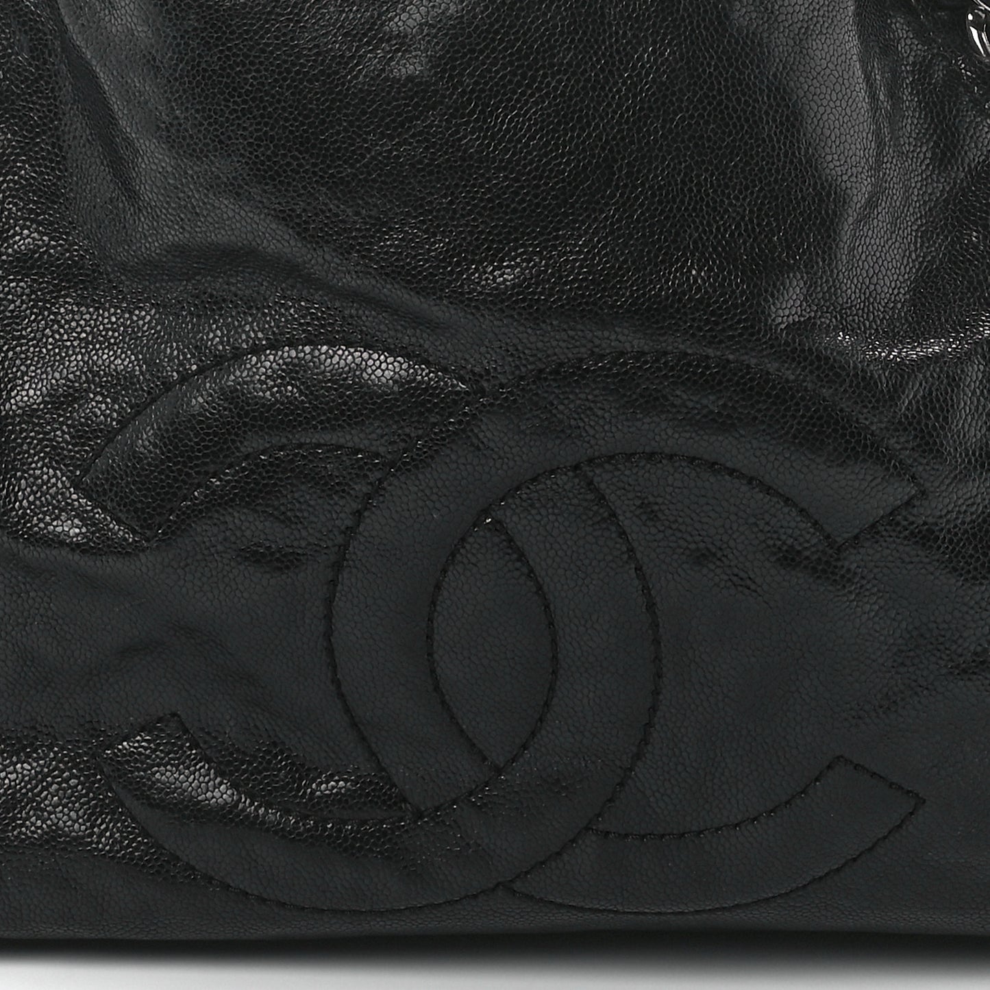 Glazed Caviar East West Modern Chain Tote Black