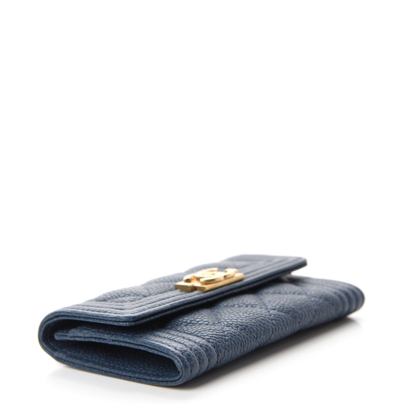 Caviar Quilted Boy Flap Card Holder Blue