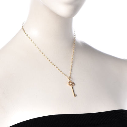 Tiffany 18K Yellow Gold Diamond Crown Key Pendant Link Chain Necklace 2 of 6