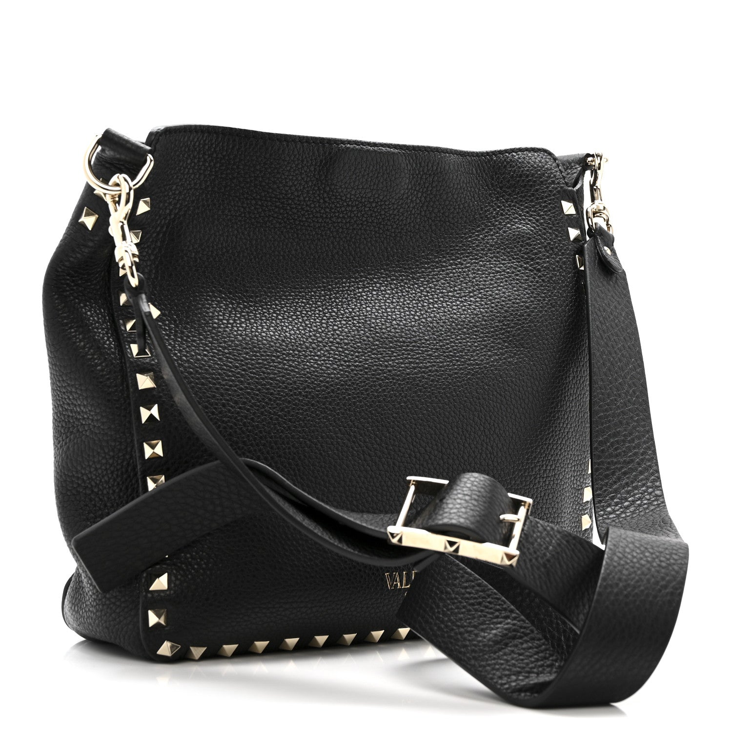 Valentino Garavani Pebbled Calfskin Small Rockstud Flip-Lock Messenger Bag Black 3 of 13