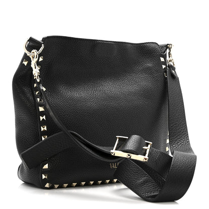 Valentino Garavani Pebbled Calfskin Small Rockstud Flip-Lock Messenger Bag Black 3 of 13