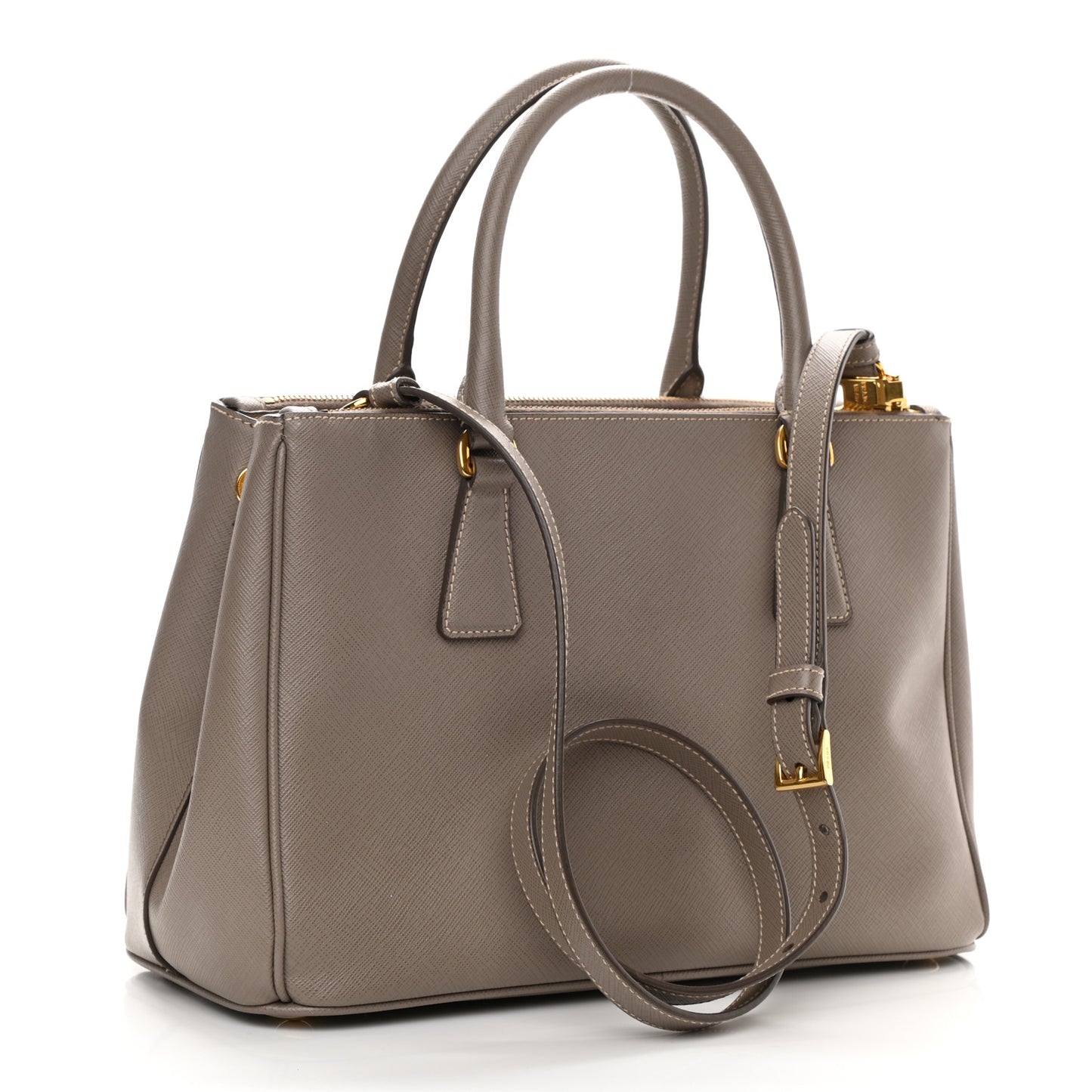 Saffiano Small Galleria Double Zip Tote Argilla