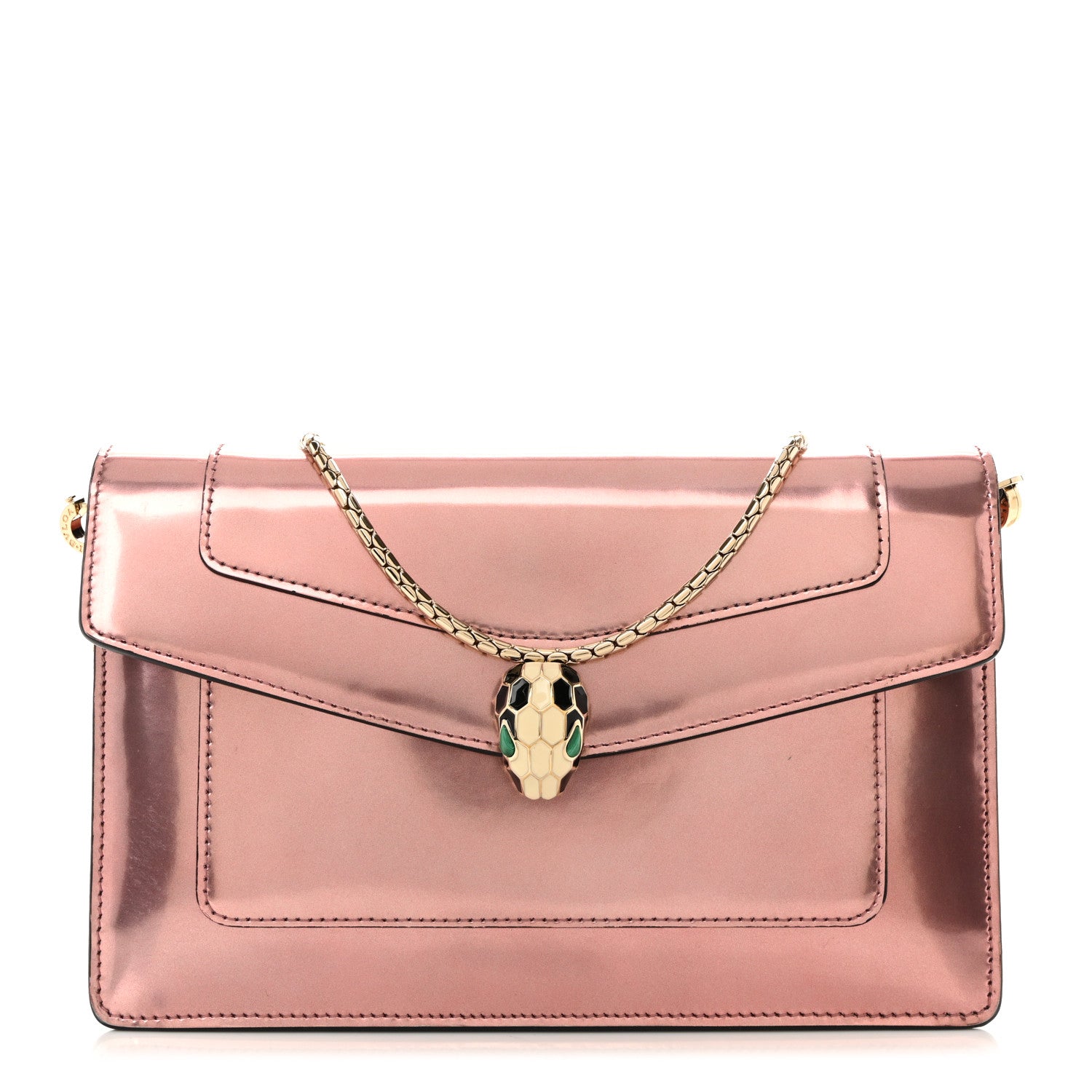 Bulgari Metallic Serpenti Forever Chain Wallet Rose Quartz 1 of 12