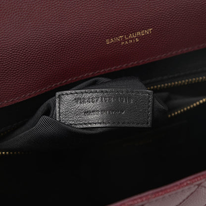 Saint Laurent Grain De Poudre Mixed Matelasse Large Triquilt Monogram Satchel Rouge Legion 7 of 10