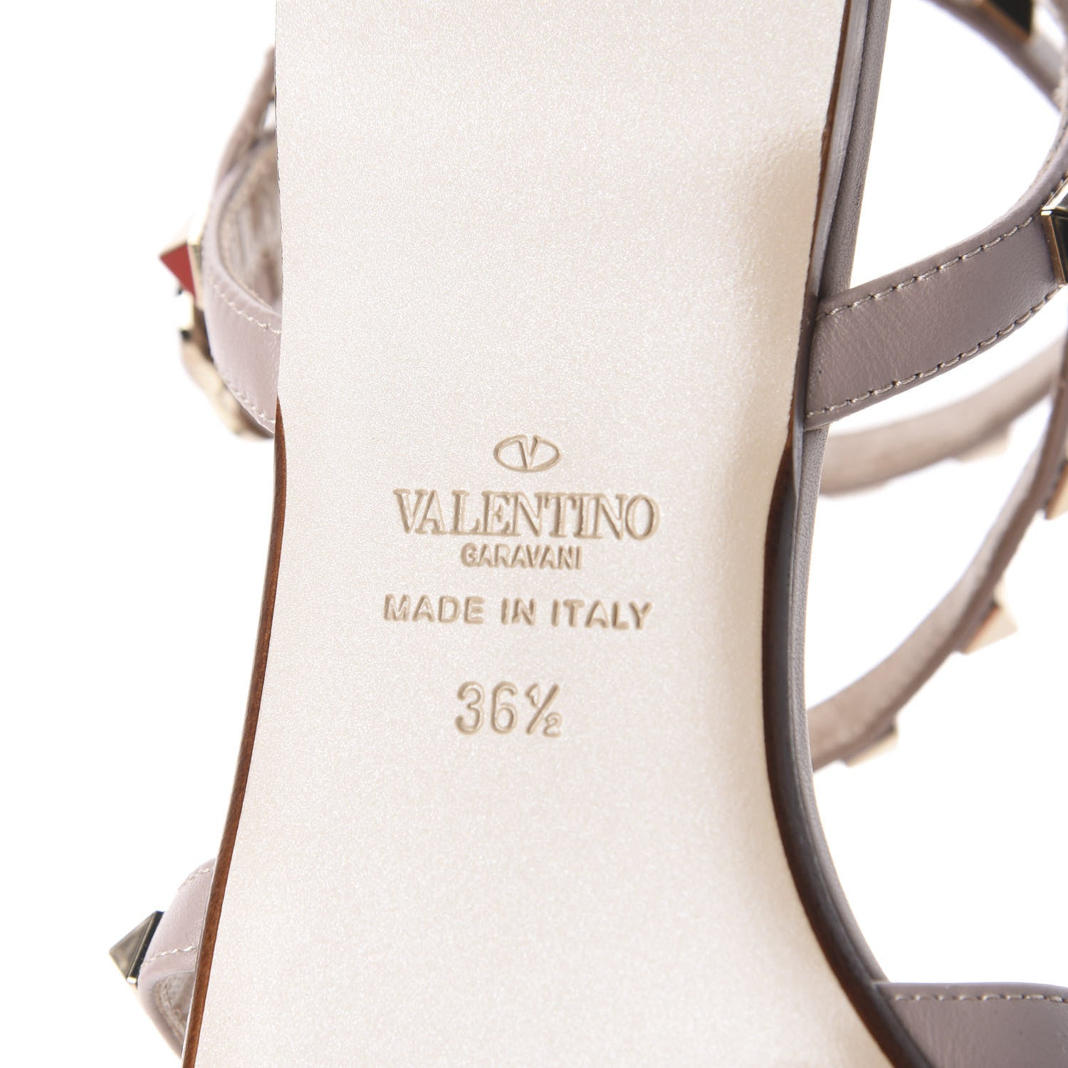 Valentino Garavani Nappa Rockstud Gladiator Flat Sandals 36.5 Poudre 9 of 10