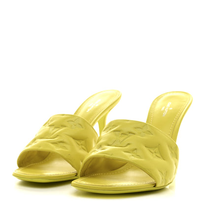 Louis Vuitton Lambskin Embossed Monogram Revival Mules 38 Neon Yellow 4 of 10