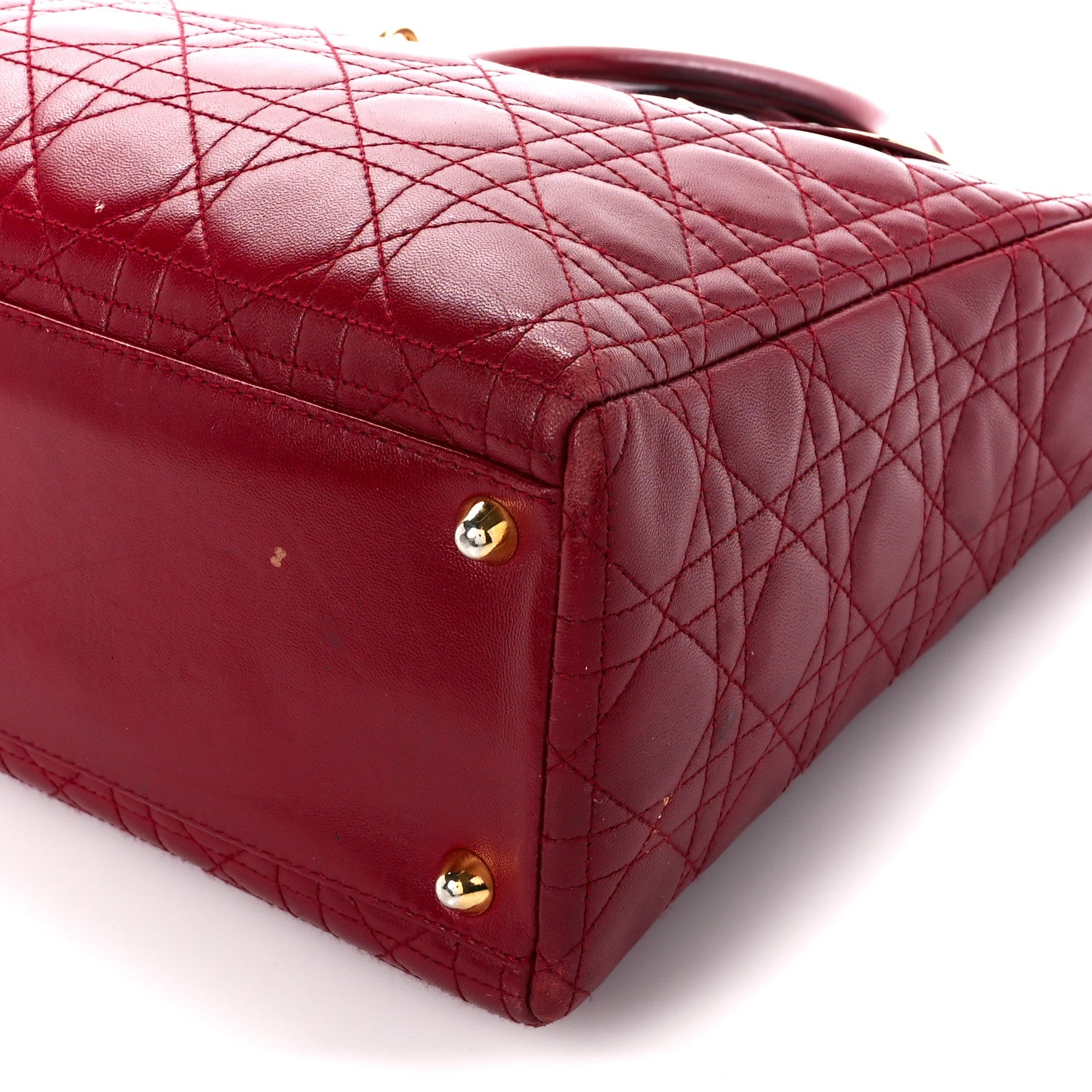 Christian Dior Lambskin Cannage Large Lady Dior Burgundy 12 of 15