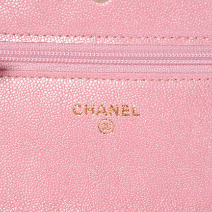 Chanel Iridescent Caviar Quilted Wallet on Chain WOC Rose Pink 8 of 11
