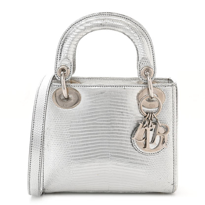 Christian Dior Metallic Lizard Mini Lady Dior Silver 1 of 17