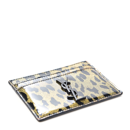 Saint Laurent Patent Glitter Leopard Monogram Credit Card Case Black Multi 4 of 7