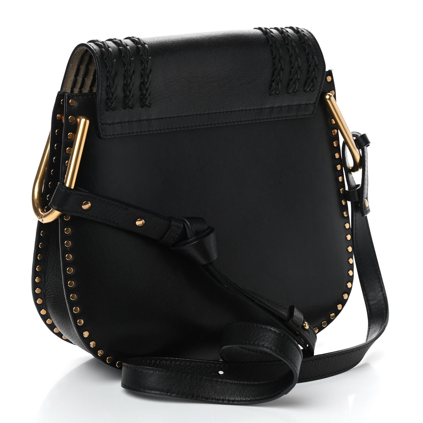 Calfskin Braided Small Hudson Shoulder Bag Black