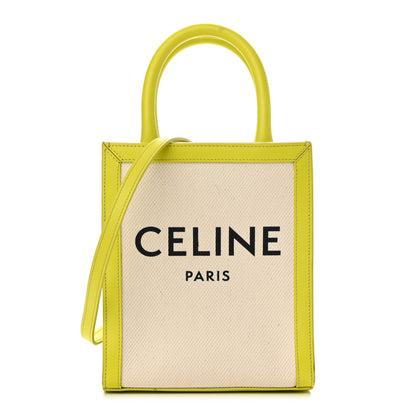 Celine Canvas Calfskin Mini Vertical Cabas Neon Yellow 1 of 9