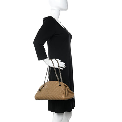 Chanel Metallic Caviar Quilted Medium Just Mademoiselle Bowling Bag Gold 2 of 11