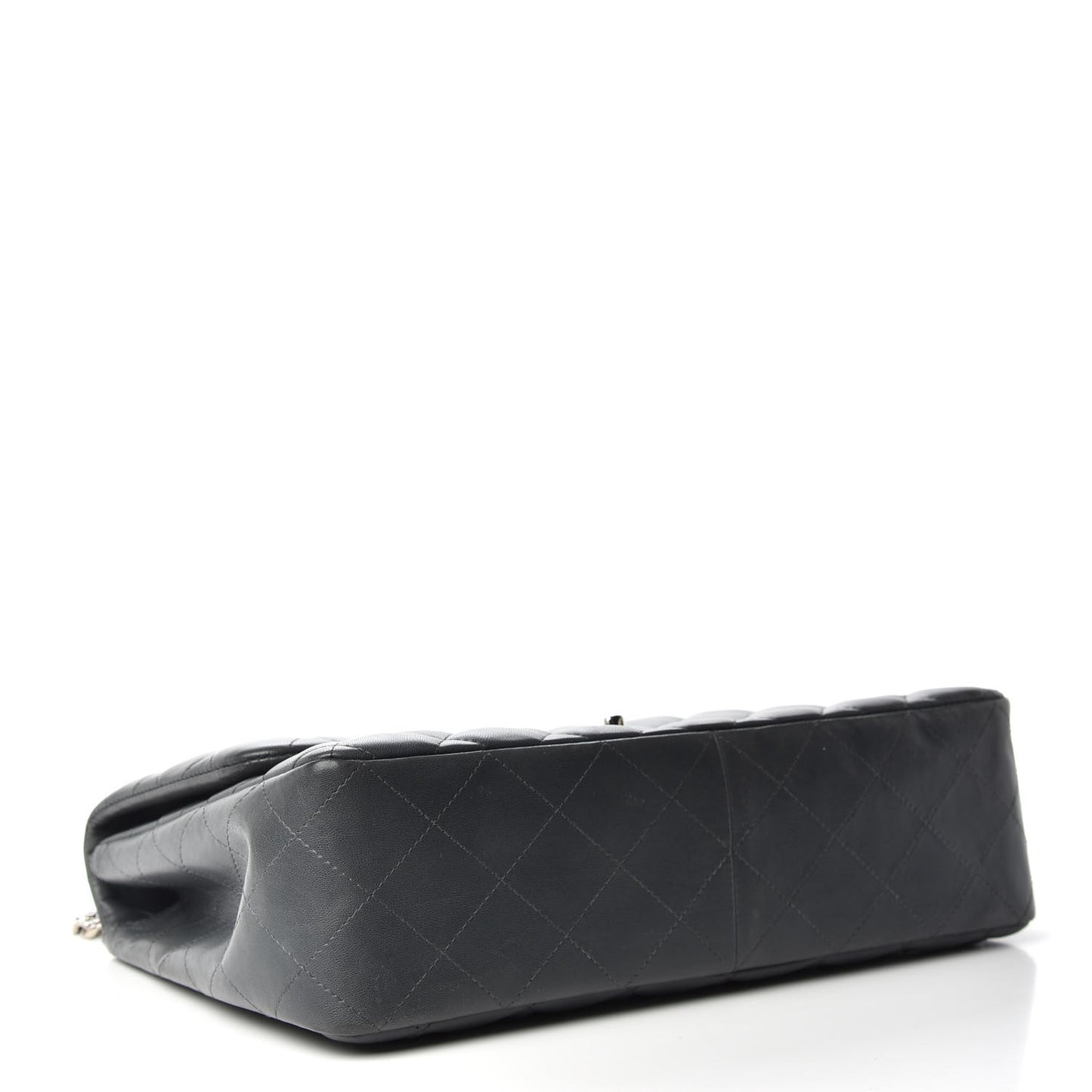 Lambskin Quilted Jumbo Single Bijoux Chain Flap Gris Fonce