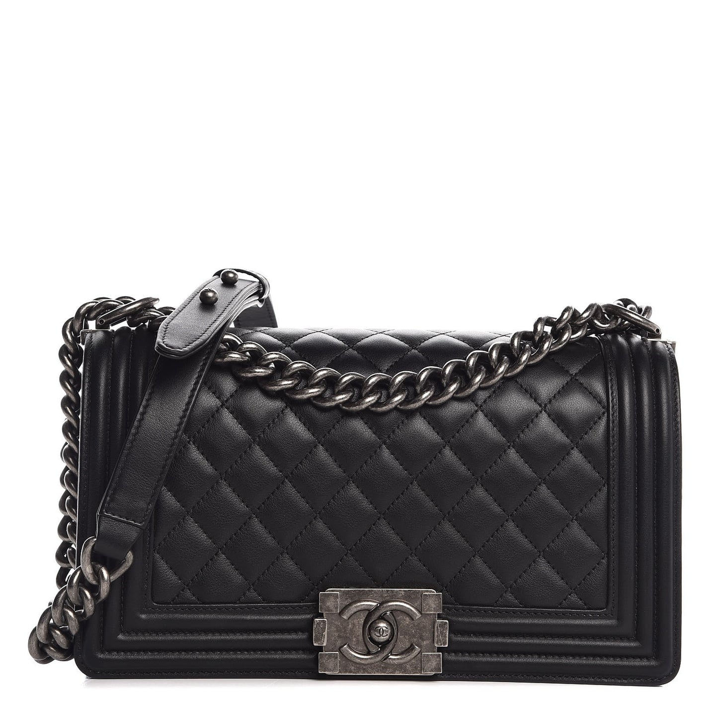 Calfskin Quilted Medium Boy Flap Black