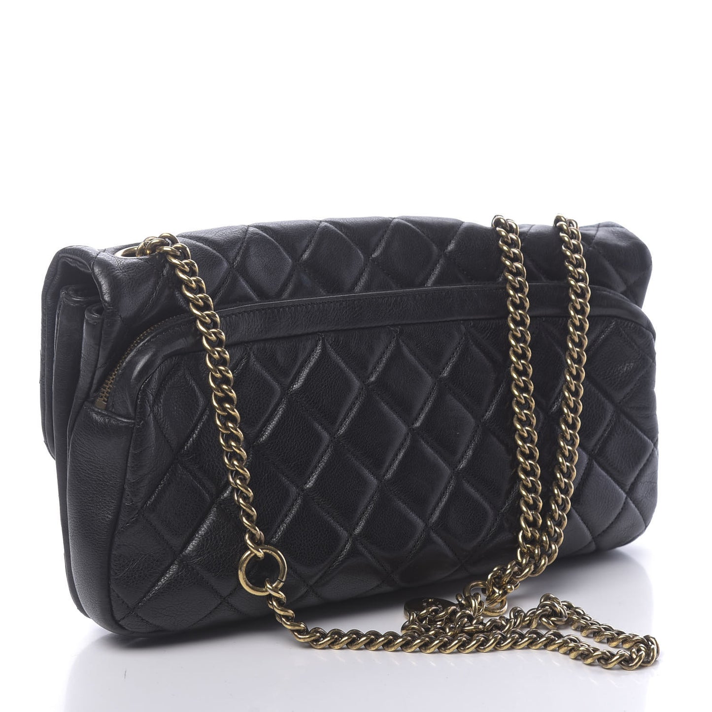 Calfskin Quilted Medium CC Crown Flap Black