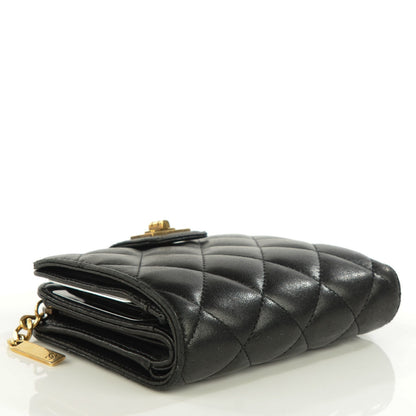 Chanel Lambskin Quilted Mademoiselle Compact Wallet Black 4 of 9