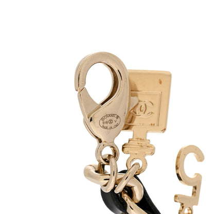 Chanel Metal Lambskin Crystal Chain CC Charms Bracelet Gold Black 4 of 6