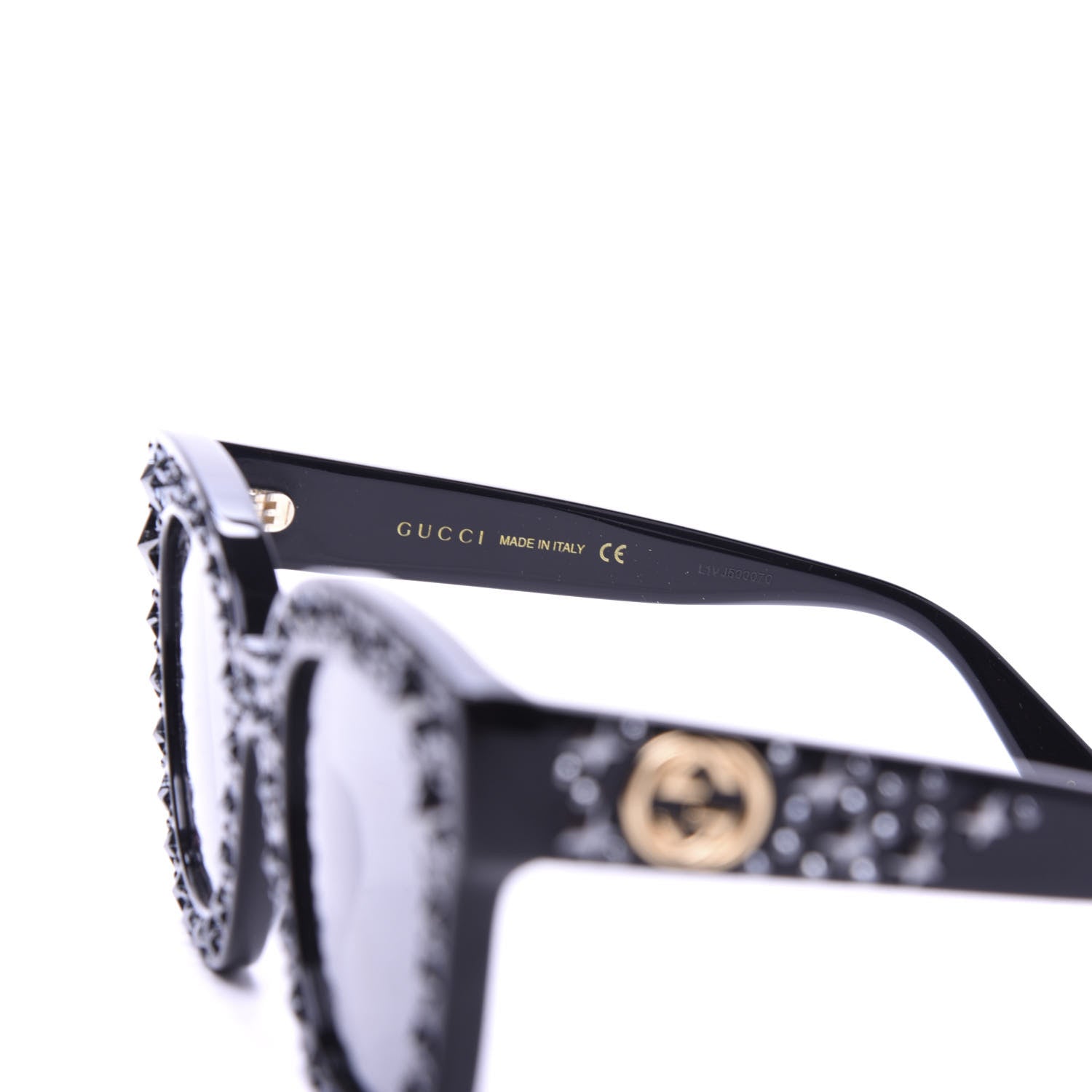 Gucci Acetate Stars Cat Eye Sunglasses GG0116S Black 5 of 7