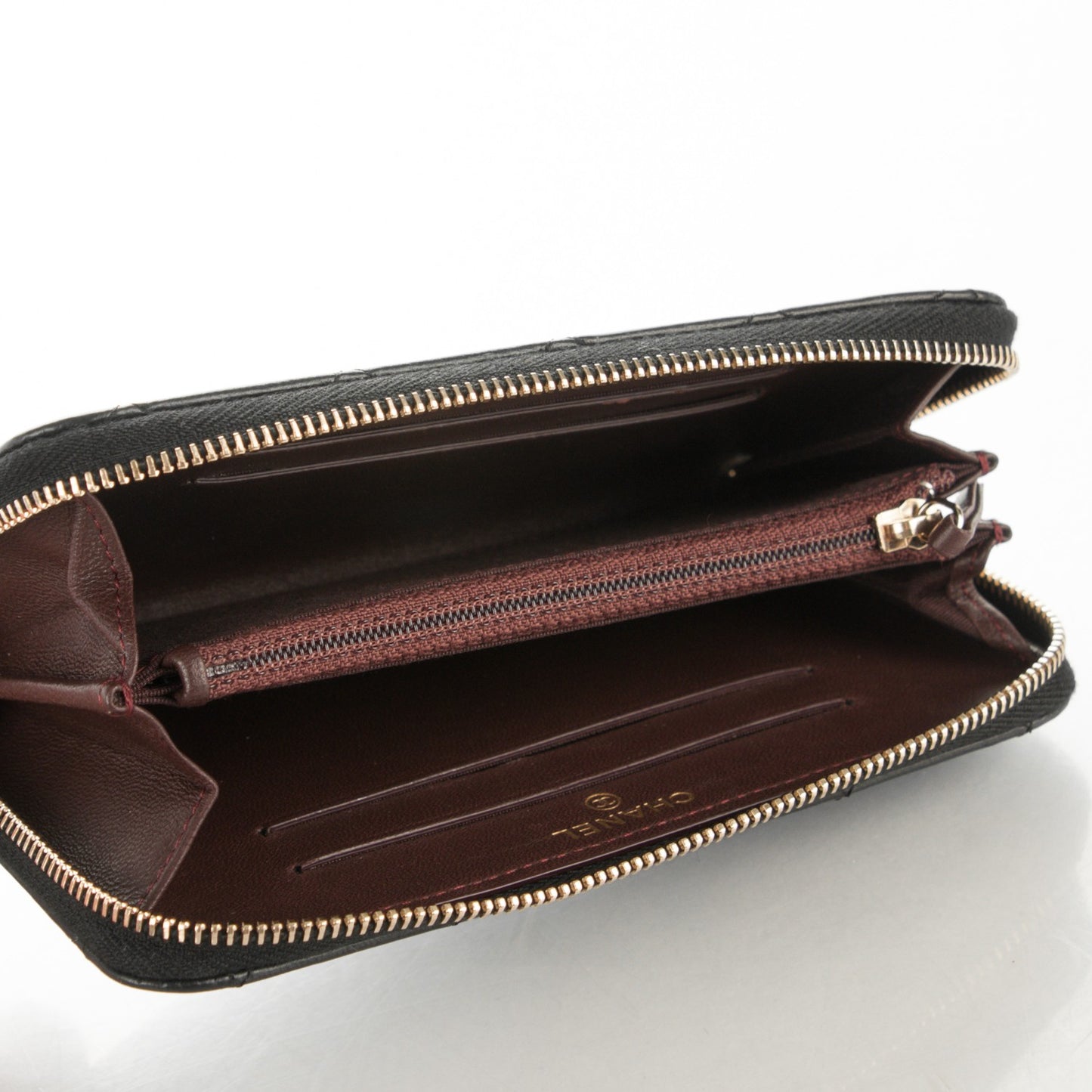 Lambskin Quilted Small Trendy CC Zip Around Wallet Black