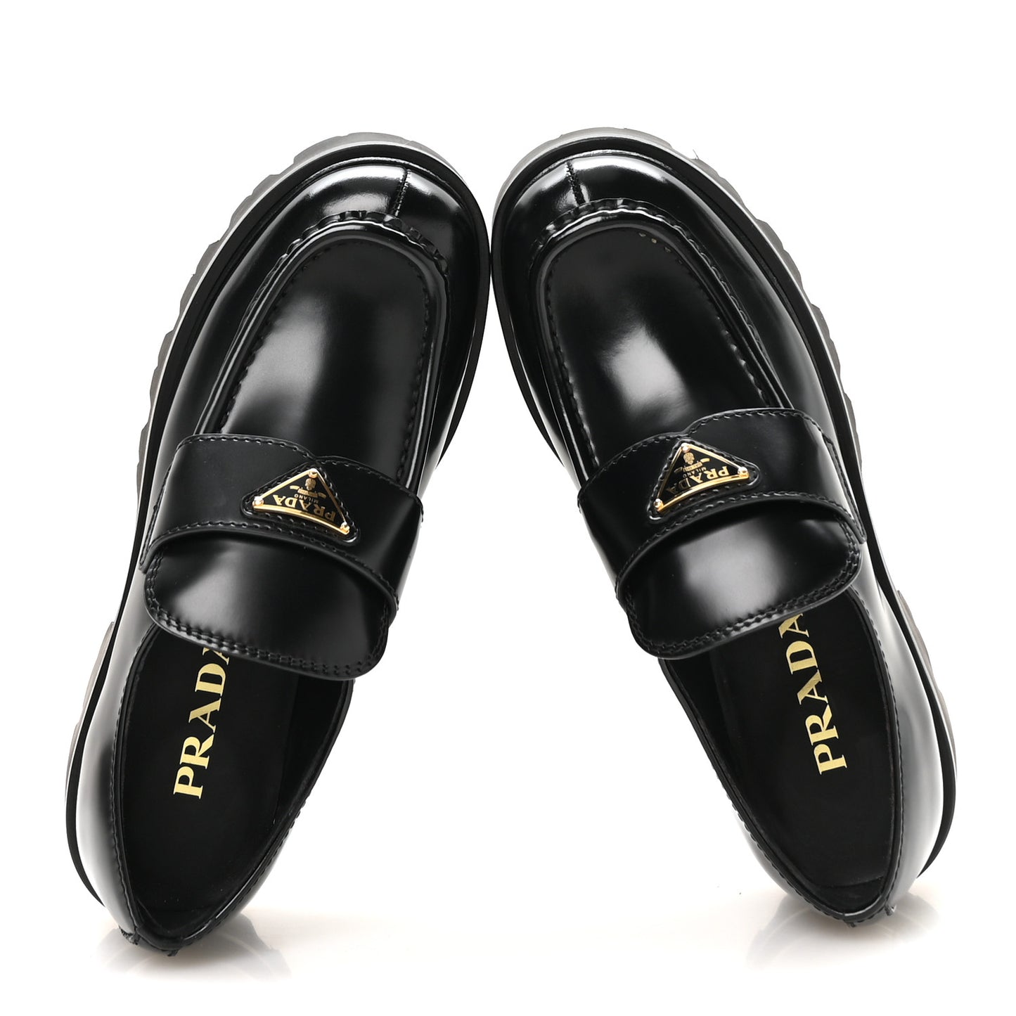 Spazzolato Metal Triangle Logo 50mm Loafers 37 Black