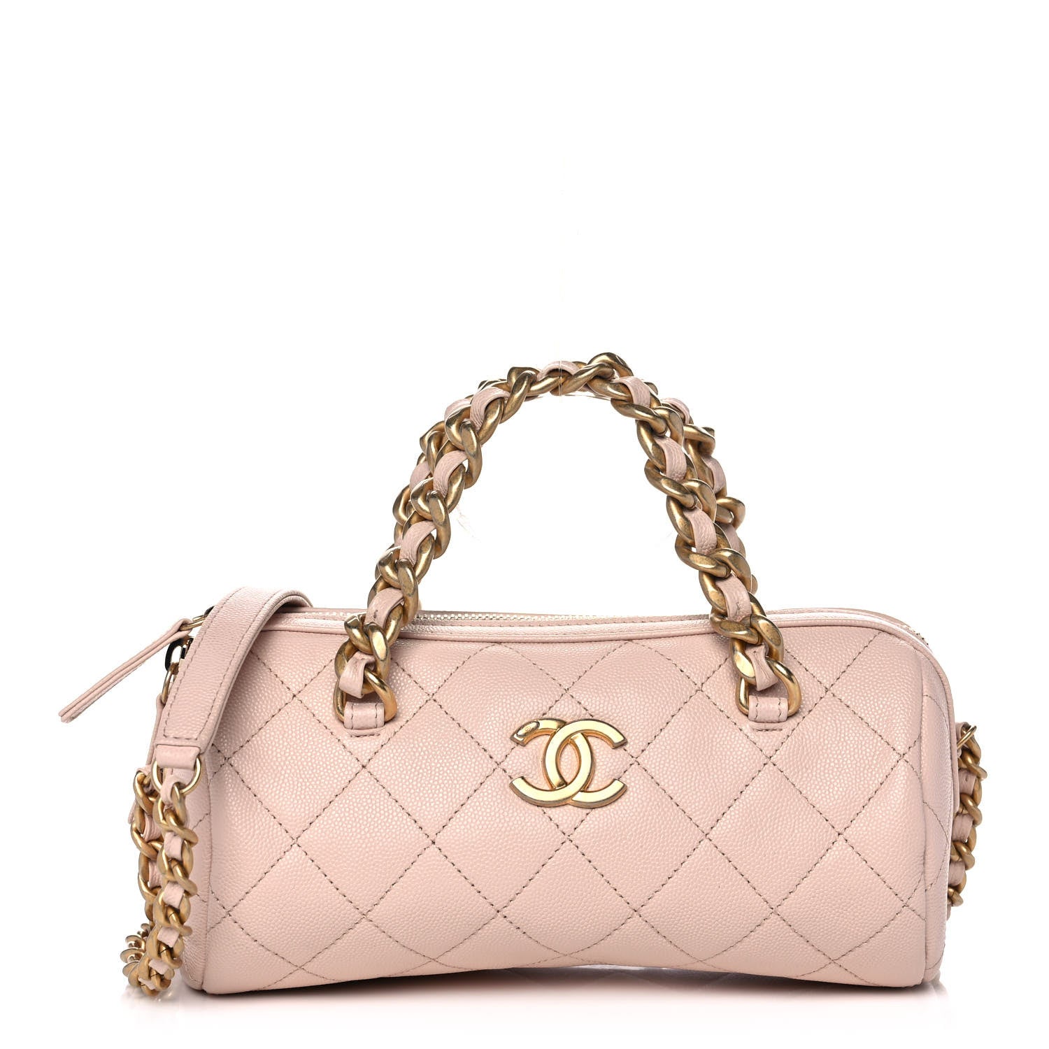 Chanel Shiny Lambskin Quilted Small Fashion Therapy Bowling Bag Beige 1 of 14