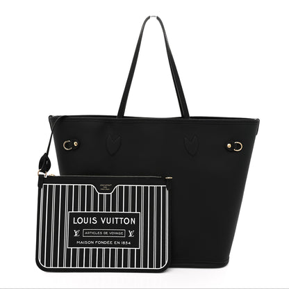 Louis Vuitton Monogram Calfskin Neo Neverfull Inside Out MM Black 3 of 12