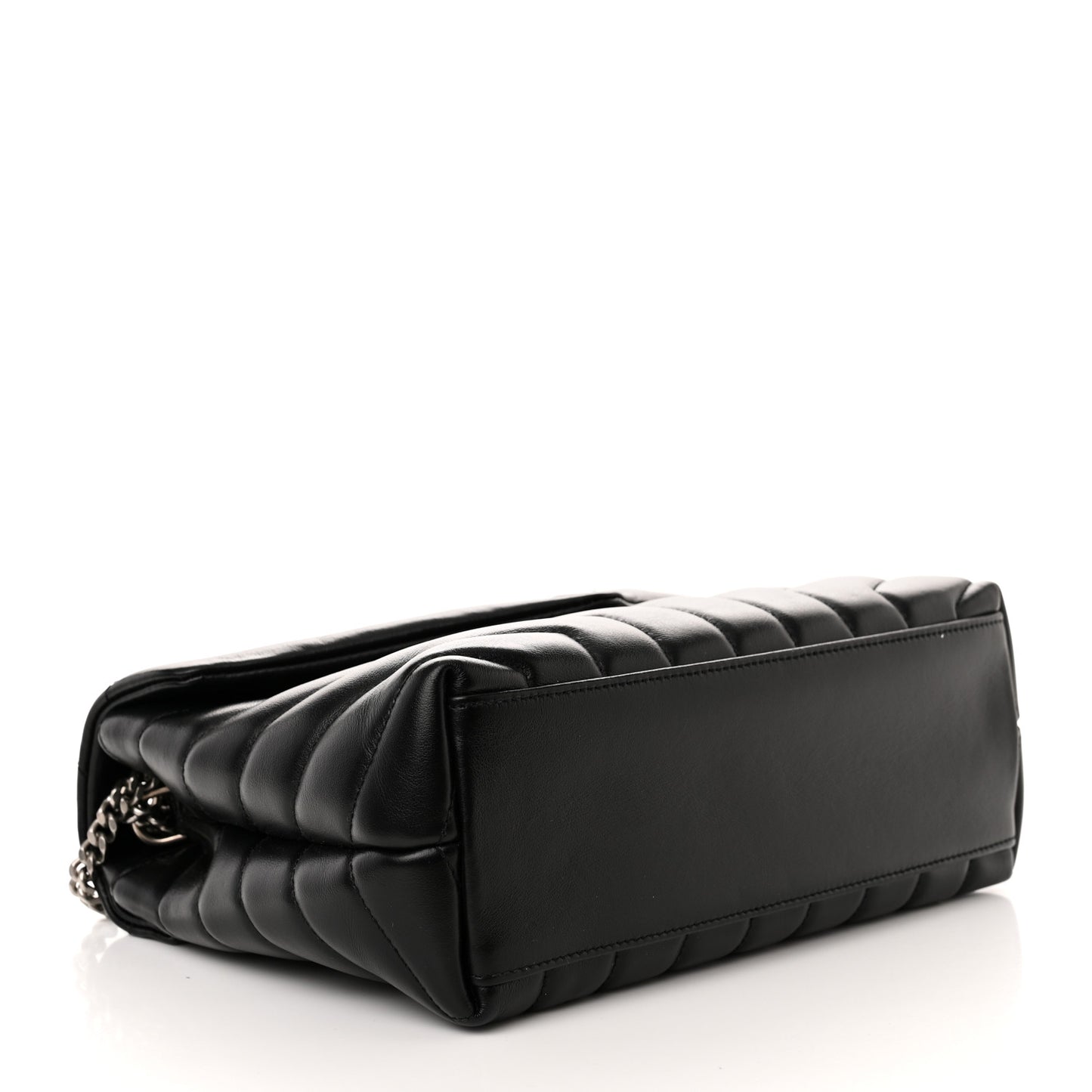 Calfskin Y Quilted Monogram Small Loulou Chain Satchel Black