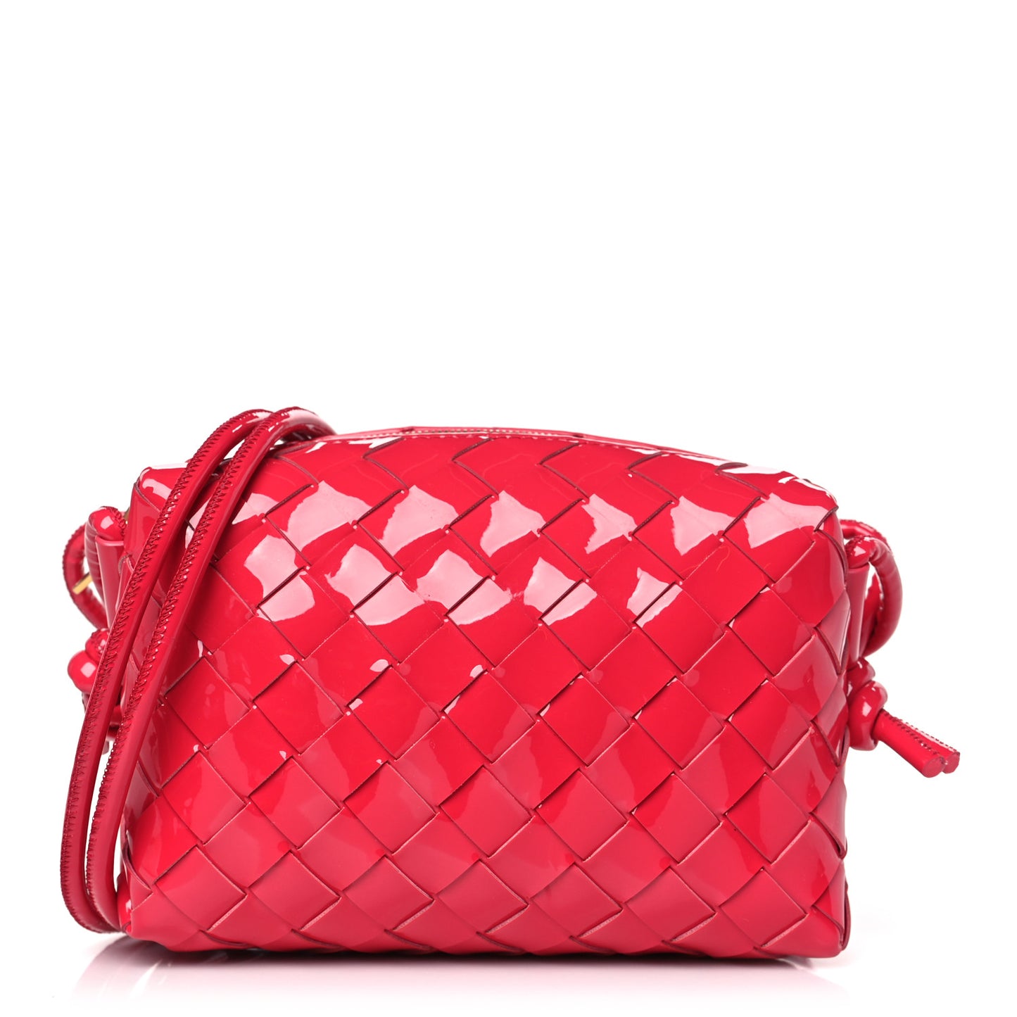 Patent Nappa Intrecciato Mini Loop Camera Bag Candy Stripe