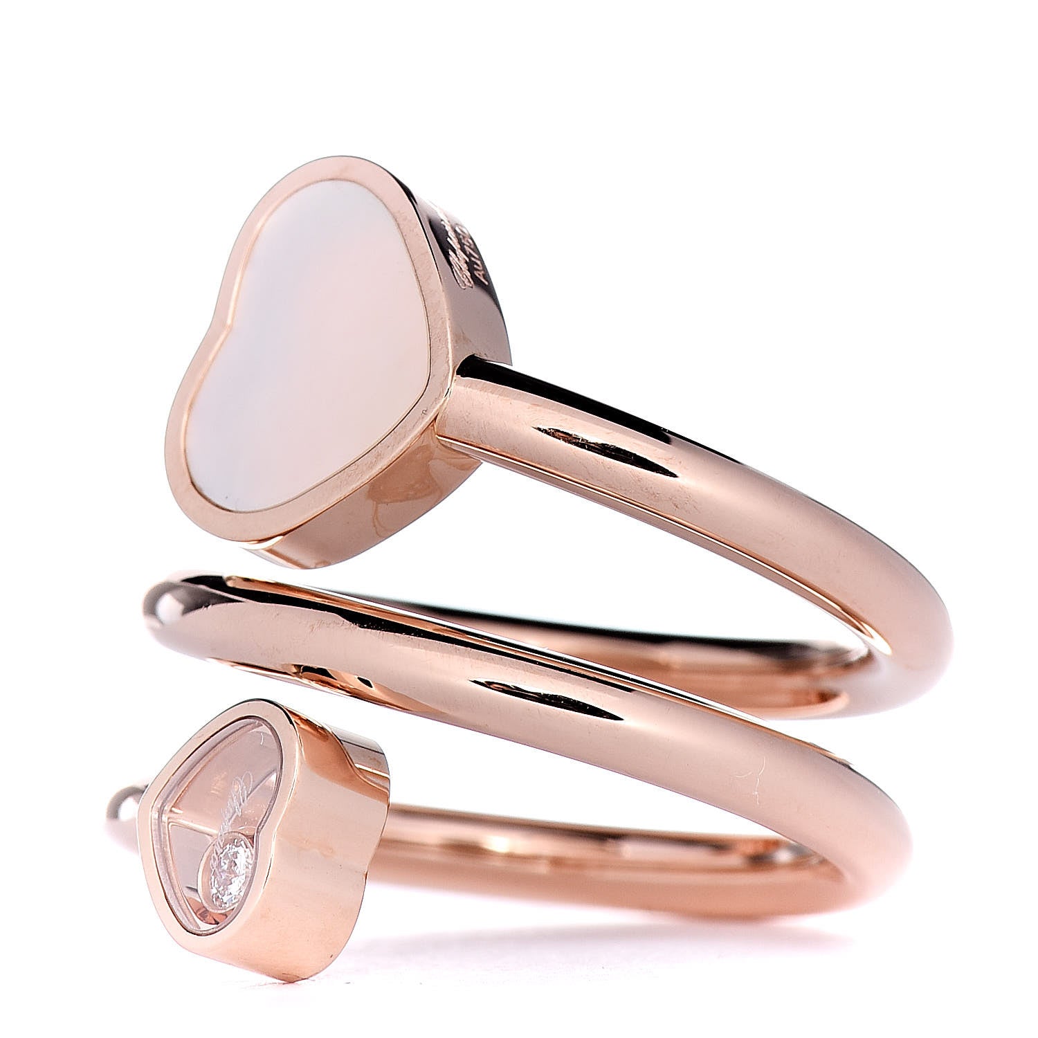 Chopard 18K Rose Gold Diamond Mother of Pearl Happy Hearts Twist Ring 52 6 3 of 7