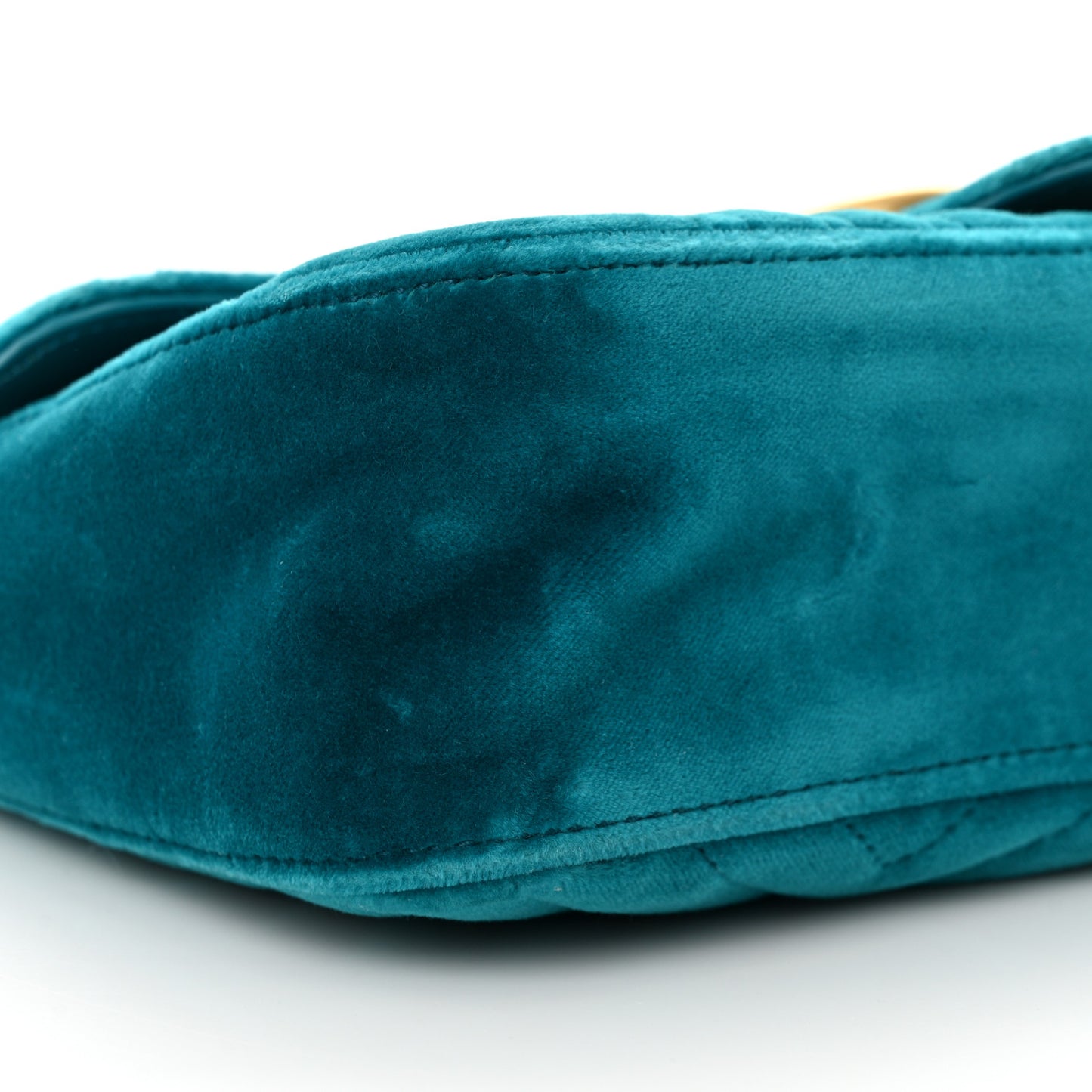 Velvet Matelasse Small GG Marmont Shoulder Bag Pavone Cyan
