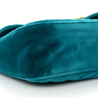 Gucci Velvet Matelasse Small GG Marmont Shoulder Bag Pavone Cyan 9 of 12