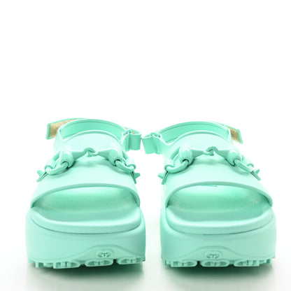 Gucci Soft Rubber Horsebit Womens Slingback Sandals 37 Teal Cyan 3 of 8