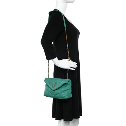 Saint Laurent Canvas Quilted Toy Loulou Puffer Monogram Chain Satchel Basil 2 of 11