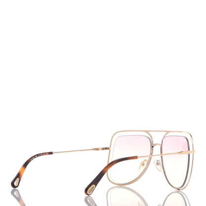 Chloe Poppy Aviator Sunglasses CE 130S Gold Havana 4 of 7