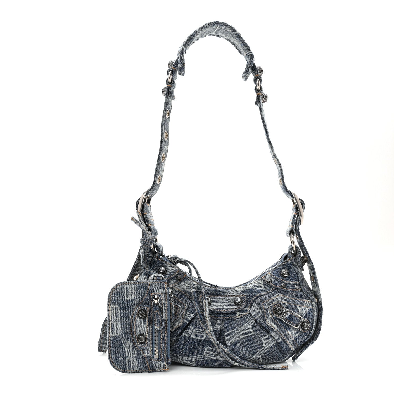 Balenciaga Denim BB Monogram Le Cagole Shoulder Bag XS Blue 3 of 11