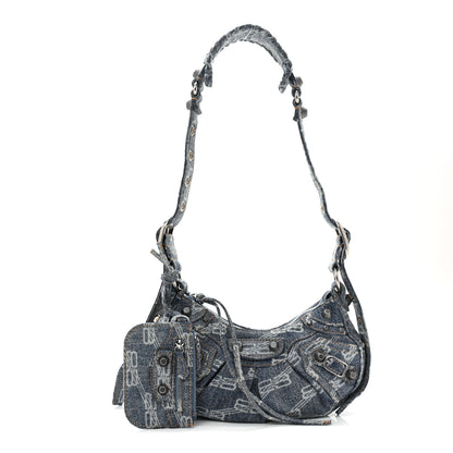 Balenciaga Denim BB Monogram Le Cagole Shoulder Bag XS Blue 3 of 11