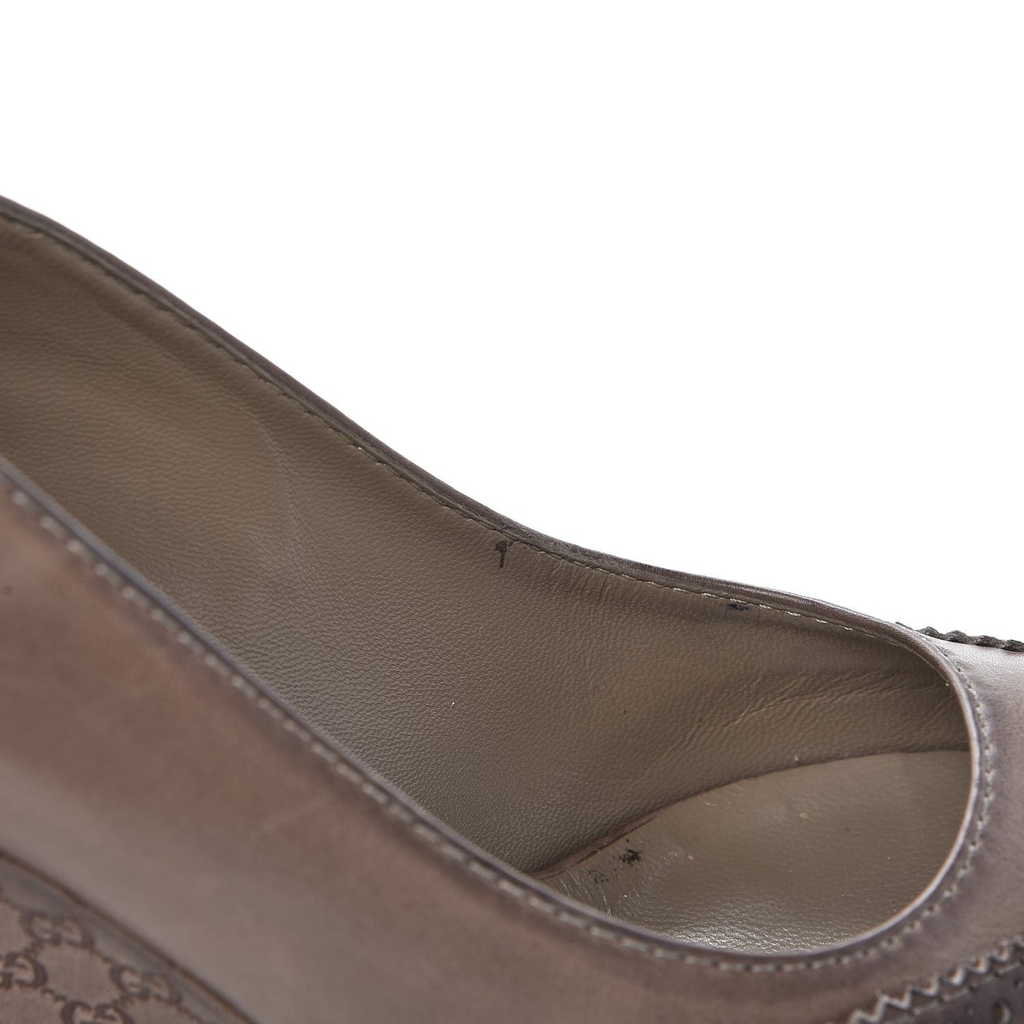 Saddle Soft Lux Tamponato MIcroguccissima Peep Toe Wedges 38.5 New Fango
