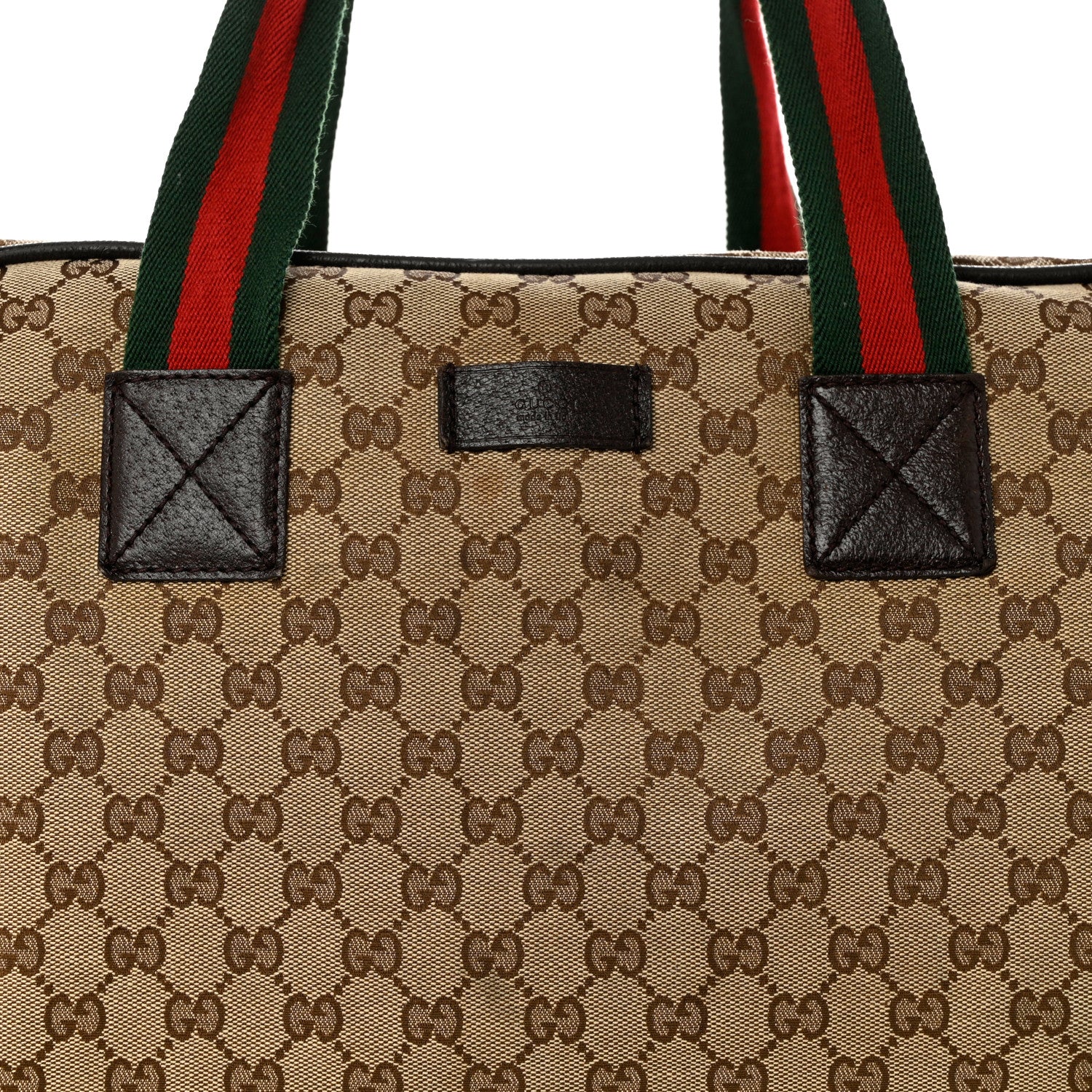Gucci GG Monogram Web Large Collapsible Carry On Duffle Beige Brown 7 of 10